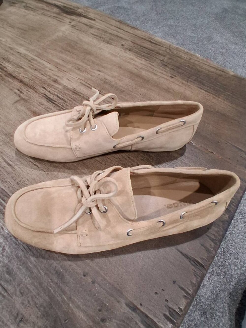 Vince Marin Suede Boat Shoes – Beige – Size 6.5 (BNWT)